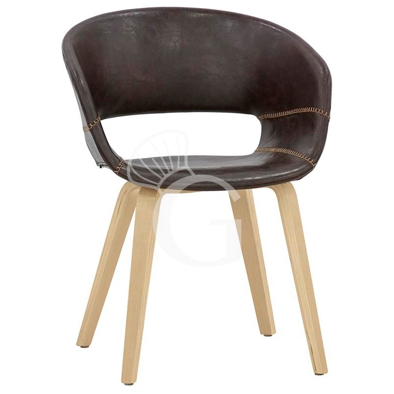 Sedia Yoga con struttura in legno e rivestimento in ecopelle