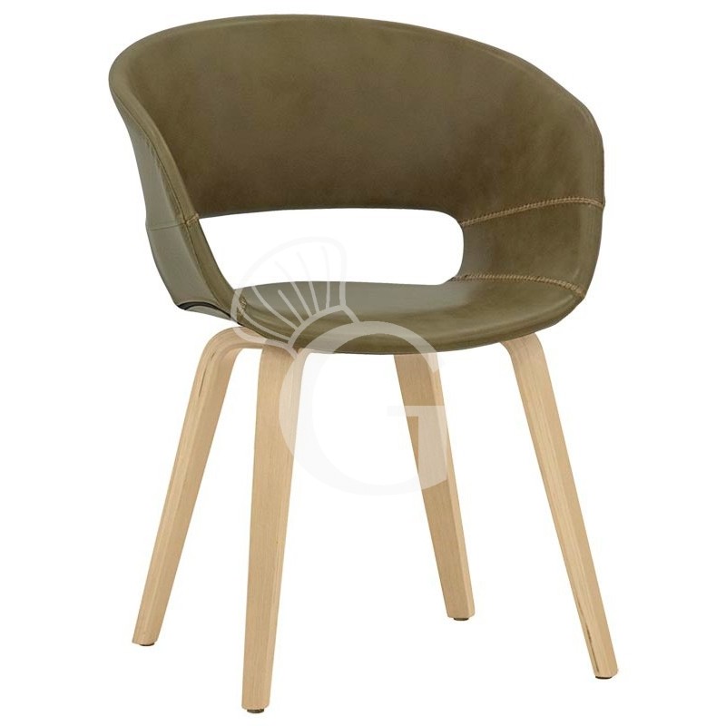 Sedia Yoga con struttura in legno e rivestimento in ecopelle