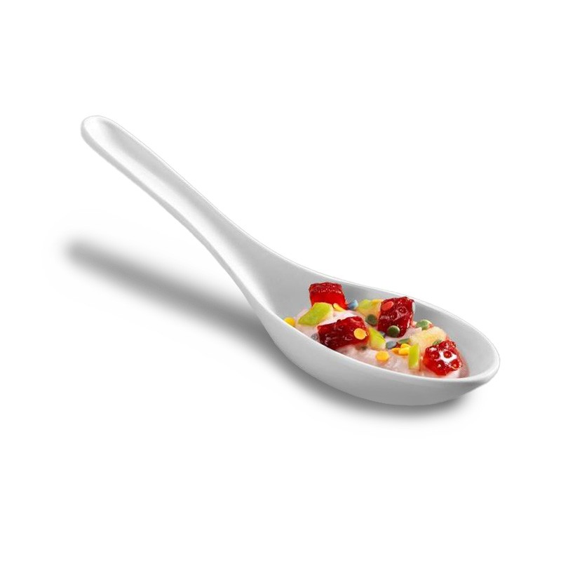 Cucchiaio monoporzione in melamina con dimensioni L 145 mm x P 45 mm x H 50 mm