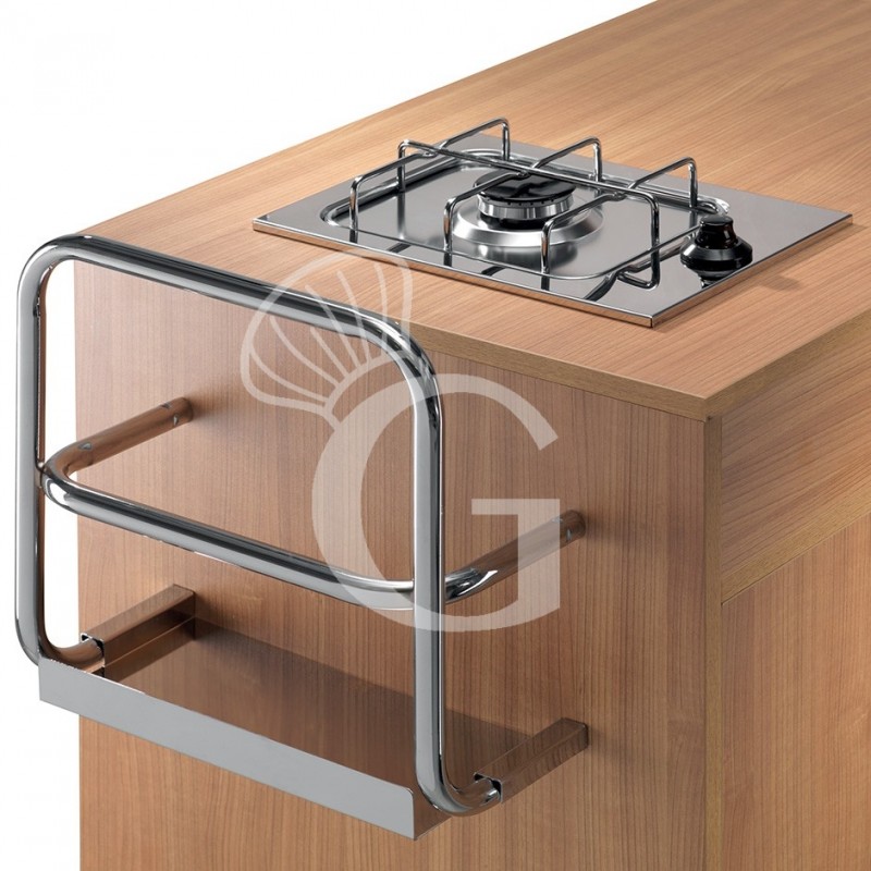 Carrello di servizio Flambè Trolley in legno nobilitato con 1 piastra a 1 fuoco L 1150 mm x P 550 mm x H 1080 mm