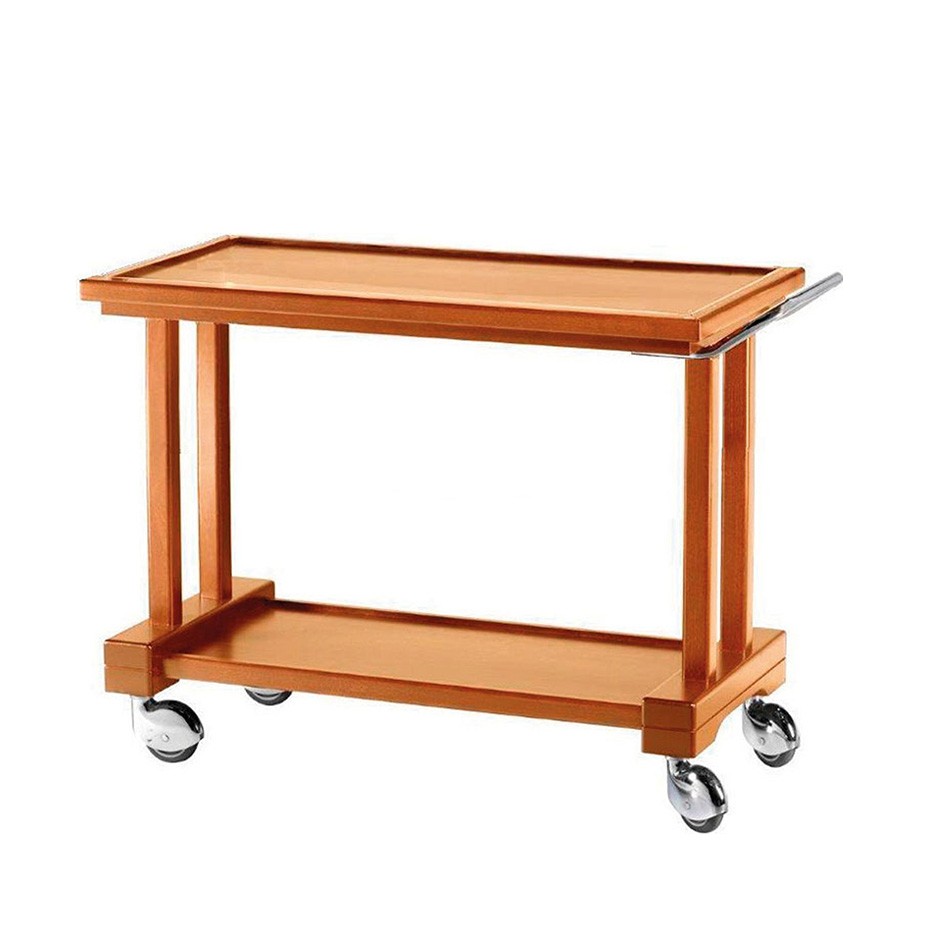 Carrello di servizio in legno massello, piani in multistrato di betulla, L 1150 mm x P 550 mm x H 820 mm