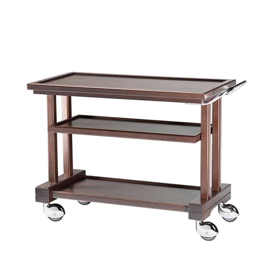 Carrello di servizio in legno massello, 3 piani in multistrato di betulla, L 1150 mm x P 550 mm x H 820 mm
