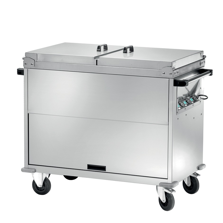 Carrello termico armadiato bagnomaria per 3 bacinelle GN1/1 - L 1300 mm x P 680 mm x H 1020 mm