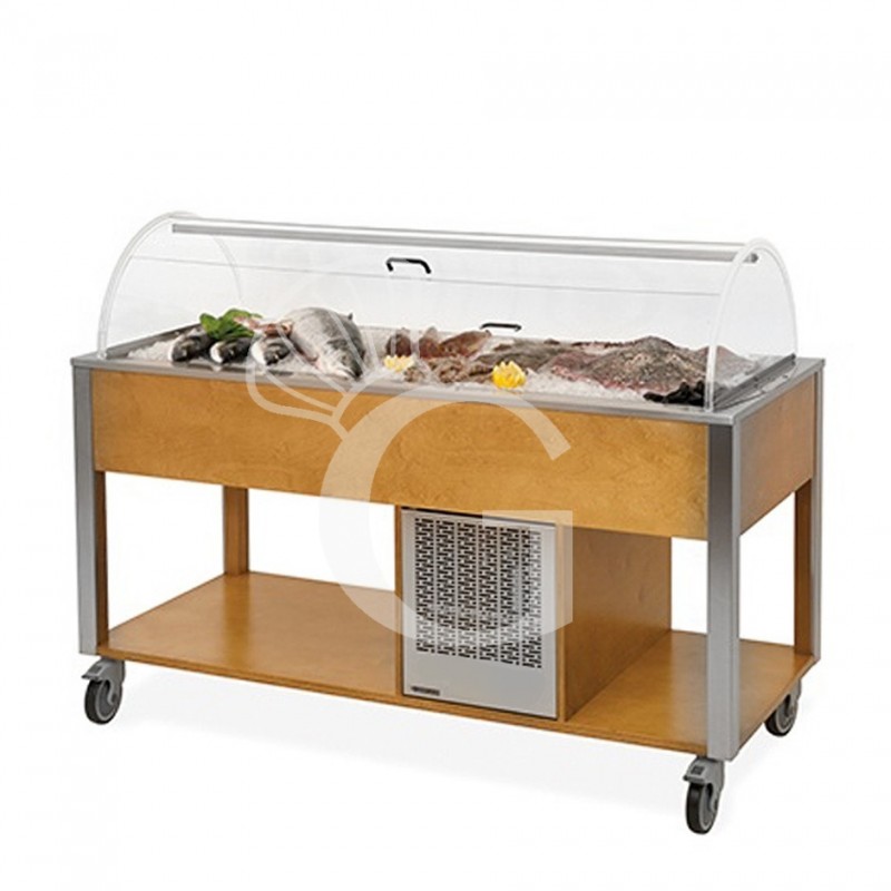 Carrello refrigerato per il pesce, temperatura +4°C/+10°C - L 1610 mm x P 680 mm x H 1200 mm