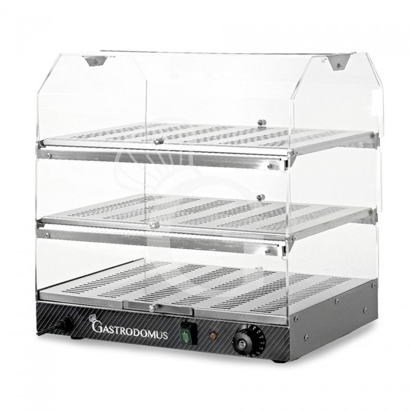 Vetrina Riscaldata inox e plexiglass 3 piani +30°C/+90°C L 510 mm x P 350 mm x H 550 mm