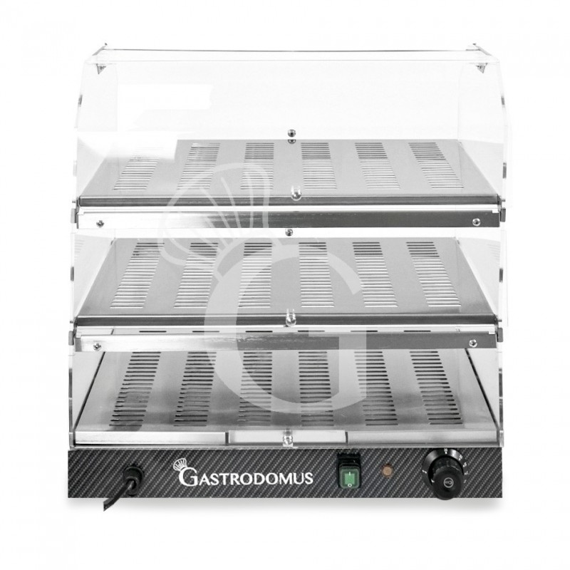 Vetrina Riscaldata inox e plexiglass 3 piani +30°C/+90°C L 510 mm x P 350 mm x H 550 mm