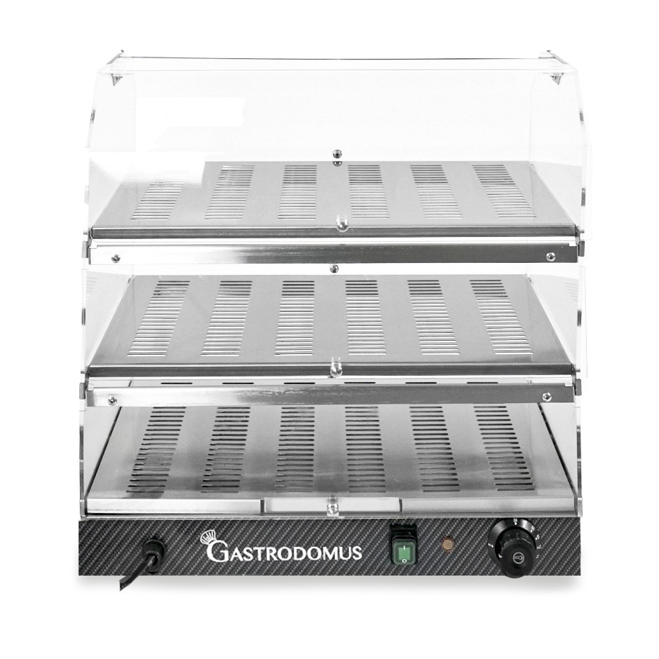 Vetrina Riscaldata inox e plexiglass 3 piani +30°C/+90°C L 510 mm x P 350 mm x H 550 mm