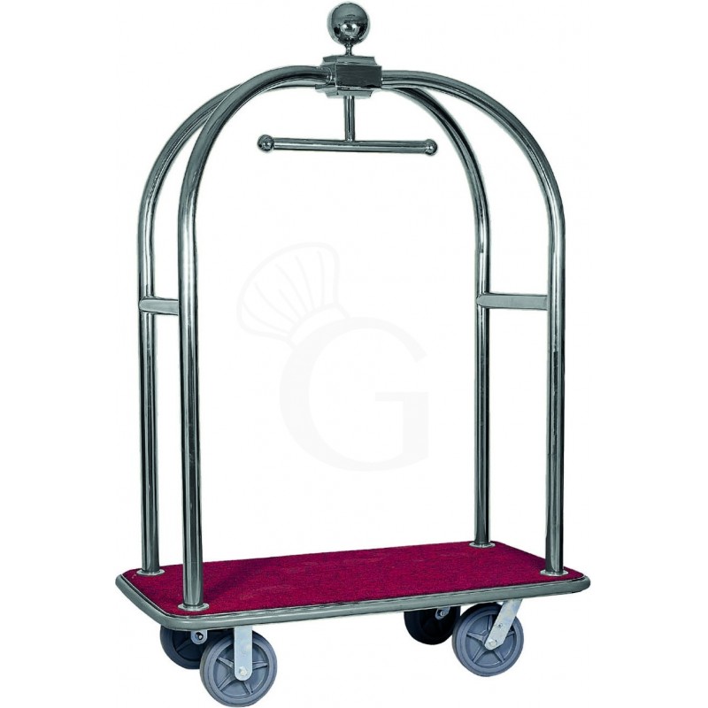 Carrello portavaligie e portabiti in acciaio inox - L 1240 mm x P 640 mm x H 1900 mm Carrello portavaligie e portabiti in acciaio inox - L 1240 mm x P 640 mm x H 1900 mm