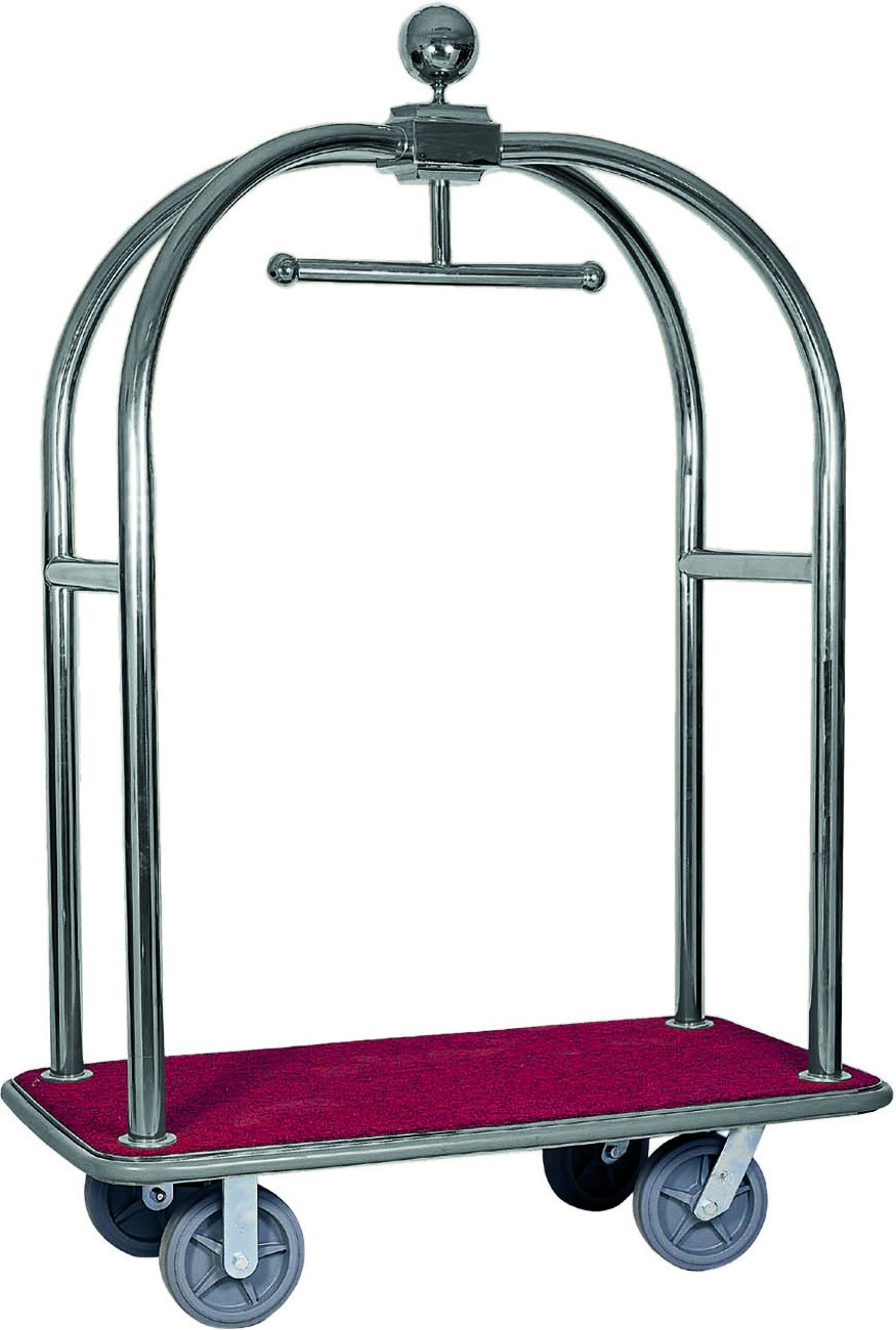 Carrello portavaligie e portabiti in acciaio inox - L 1240 mm x P 640 mm x H 1900 mm