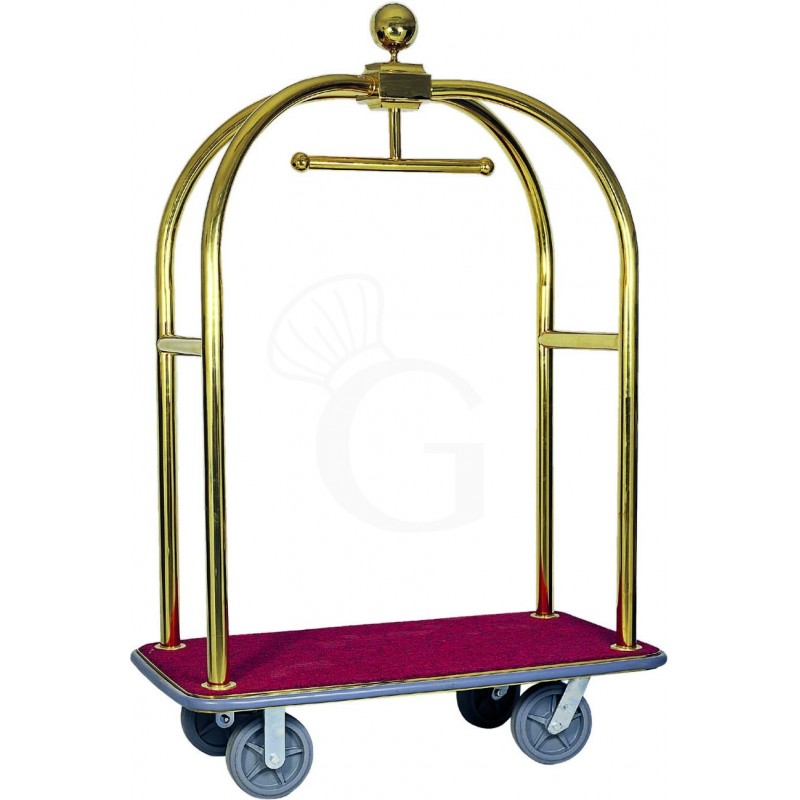 Carrello portavaligie e portabiti in acciaio ottonato - L 1240 mm x P 640 mm x H 1900 mm Carrello portavaligie e portabiti in acciaio ottonato - L 1240 mm x P 640 mm x H 1900 mm