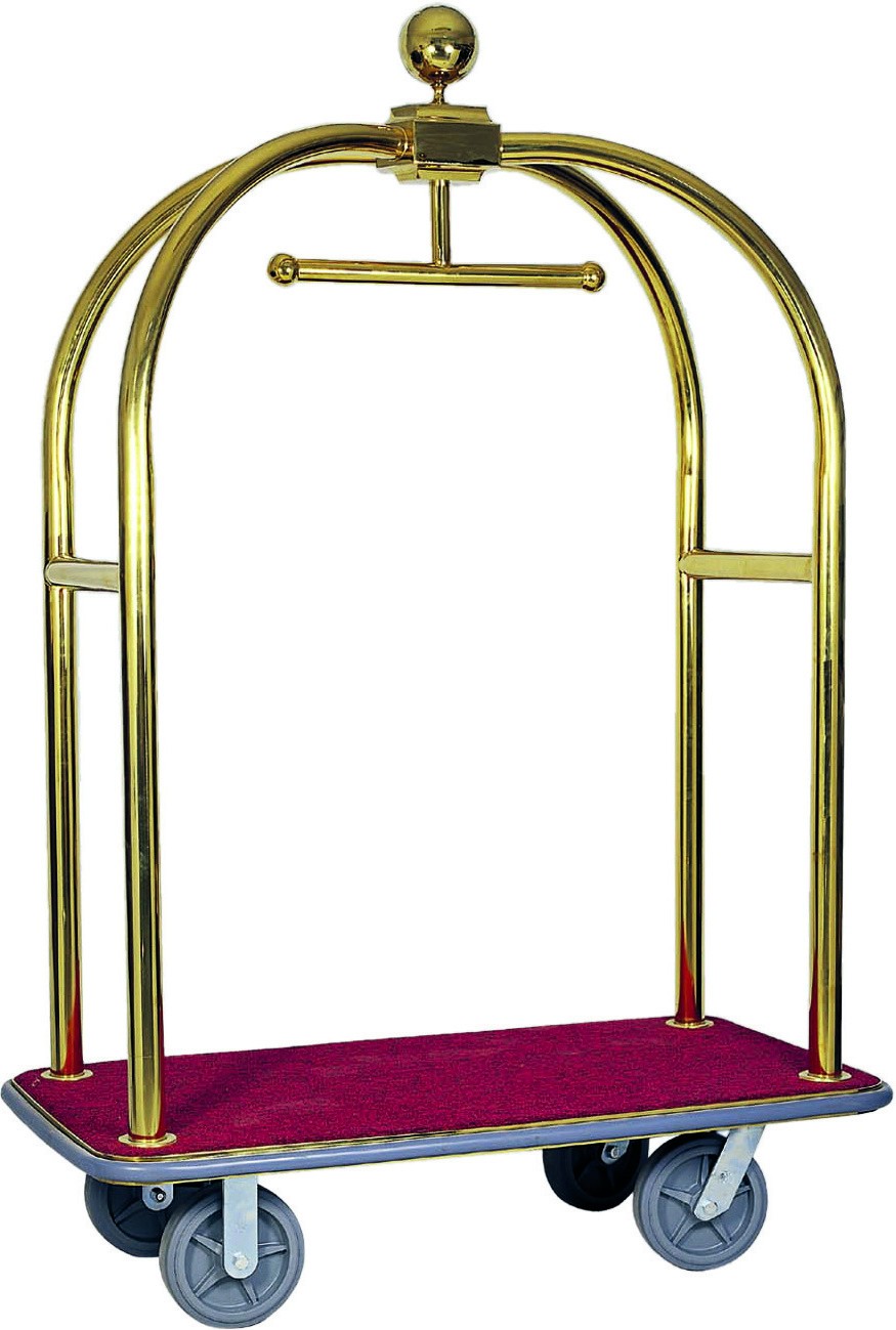 Carrello portavaligie e portabiti in acciaio ottonato - L 1240 mm x P 640 mm x H 1900 mm