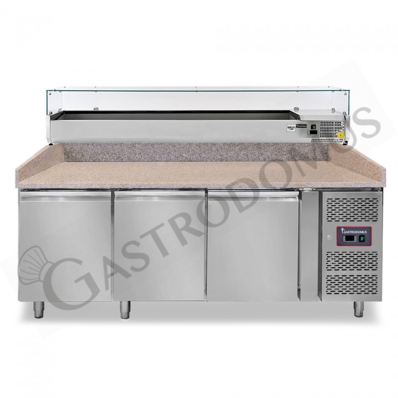 Banco Pizza 600x400 3 porte vetrina 9 bacinelle GN1/3 580 LT Banco Pizza 600x400 3 porte vetrina 9 bacinelle GN1/3 580 LT