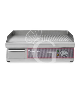 Fry Top elettrico da banco piastra liscia e rigata singola 3000 W Monofase
