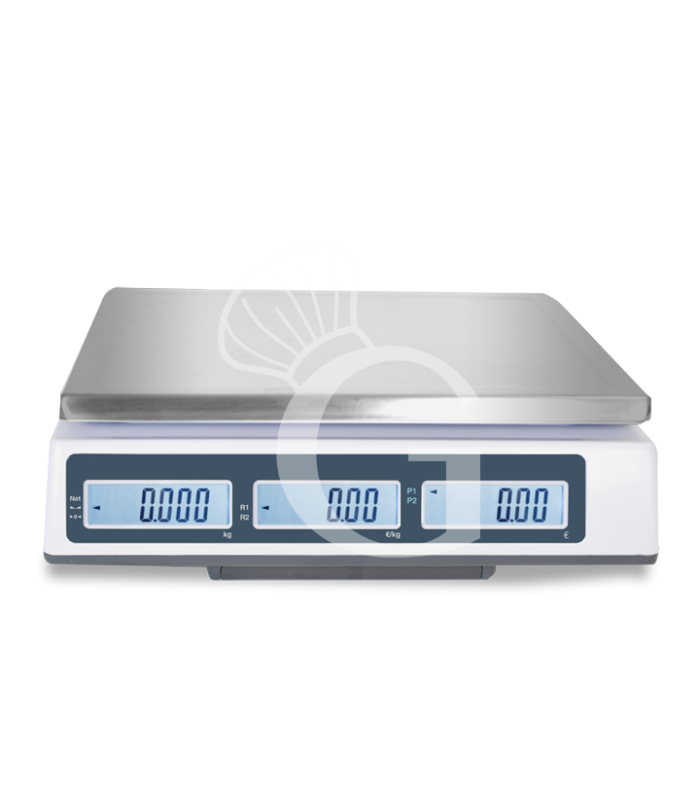 Bilancia commerciale senza colonna portata 30 Kg precisione 5/10 g L 330 mm x P 345 mm x H 117 mm