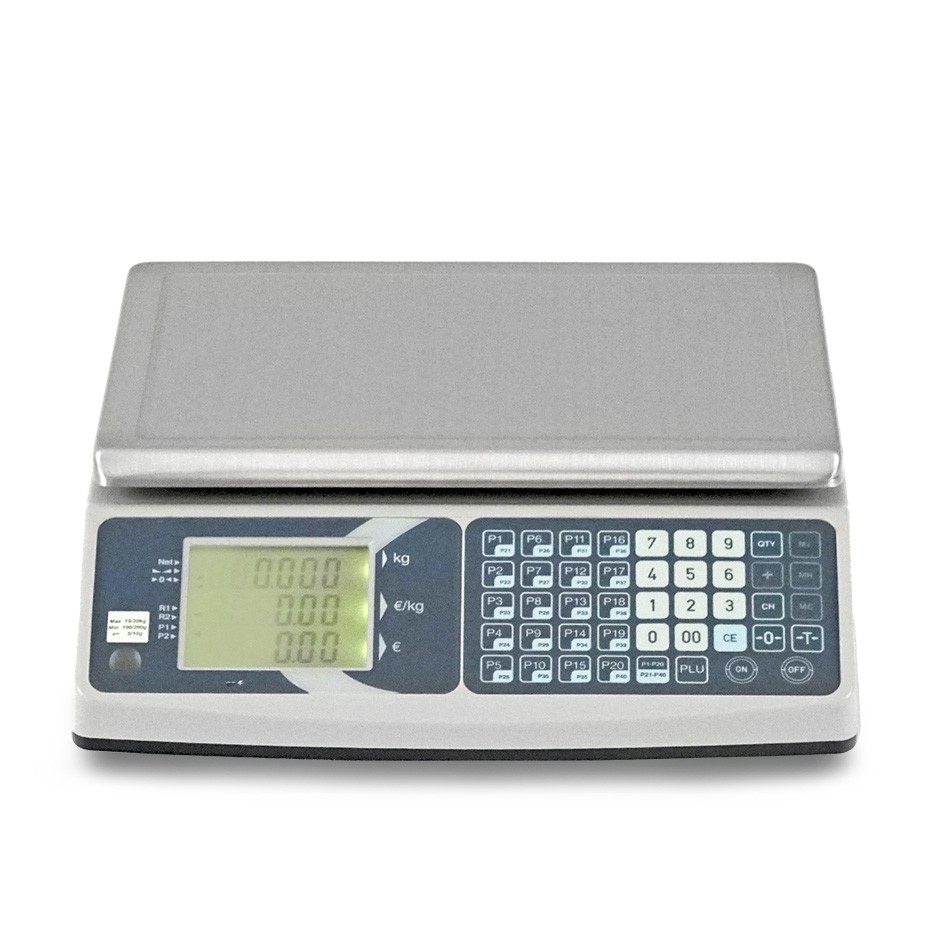 Bilancia commerciale senza colonna portata 15 Kg precisione 2/5 g L 330 mm x P 345 mm x H 117 mm