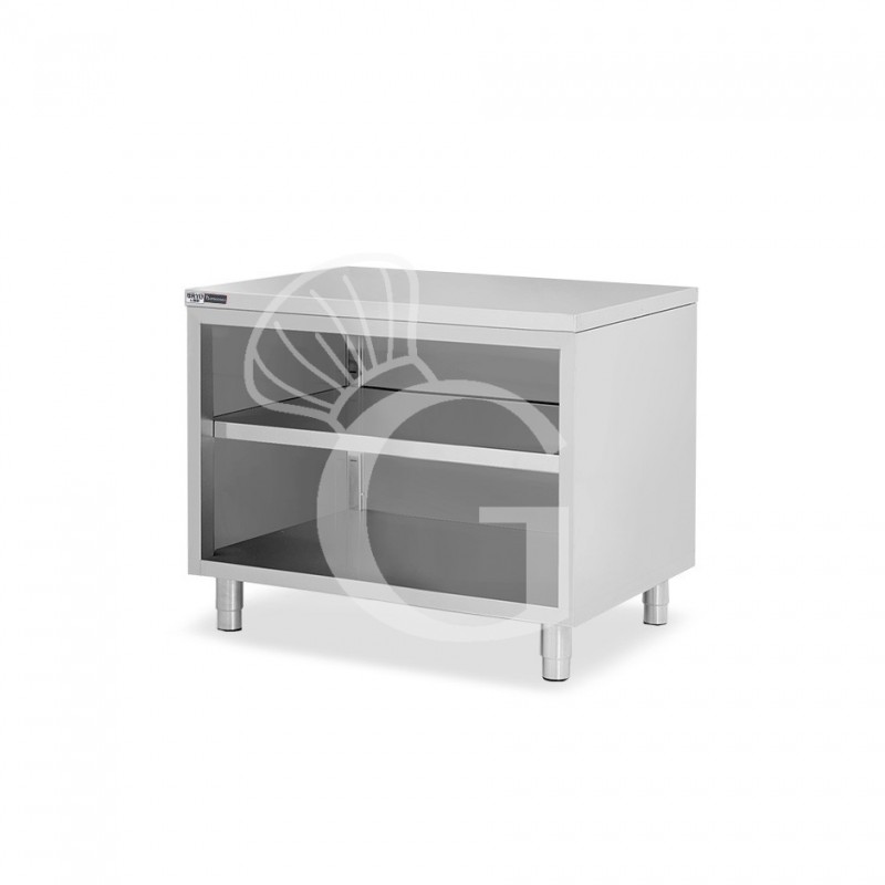 Tavolo a giorno in acciaio inox con 2 ripiani L 1000 mm x P 700 mm x H 865 mm