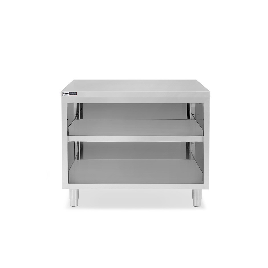 Tavolo a giorno in acciaio inox con 2 ripiani L 1000 mm x P 700 mm x H 865 mm