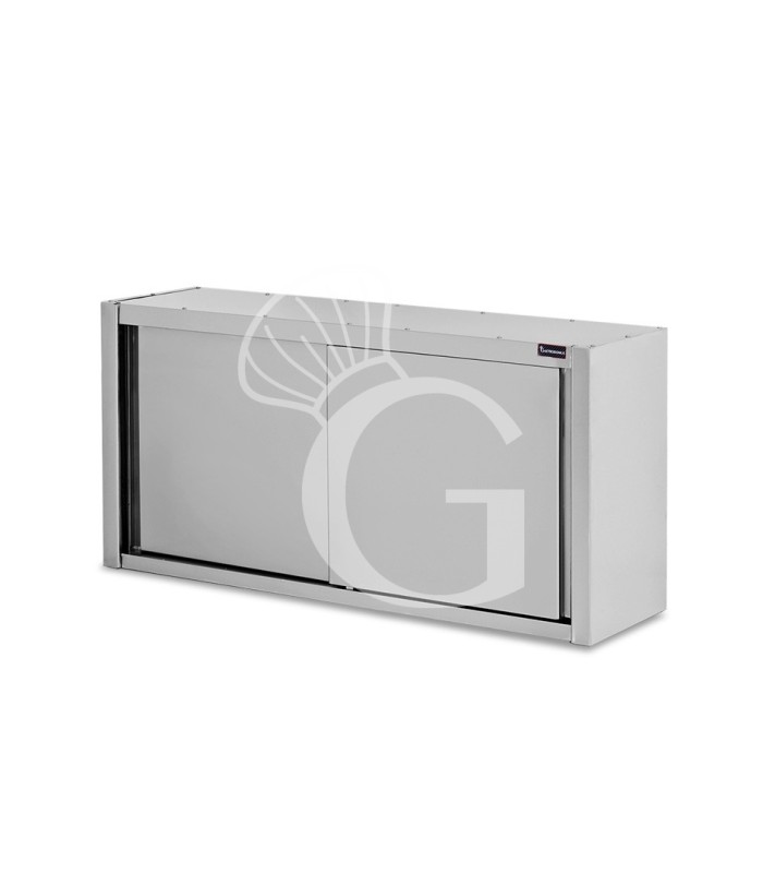 Pensile acciaio inox con sgocciolatoio,1 ripiano forato,porte scorrevoli L 1400 x P 400 x H 800 mm