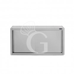 Pensile acciaio inox con sgocciolatoio,1 ripiano forato,porte scorrevoli L 1400 x P 400 x H 800 mm