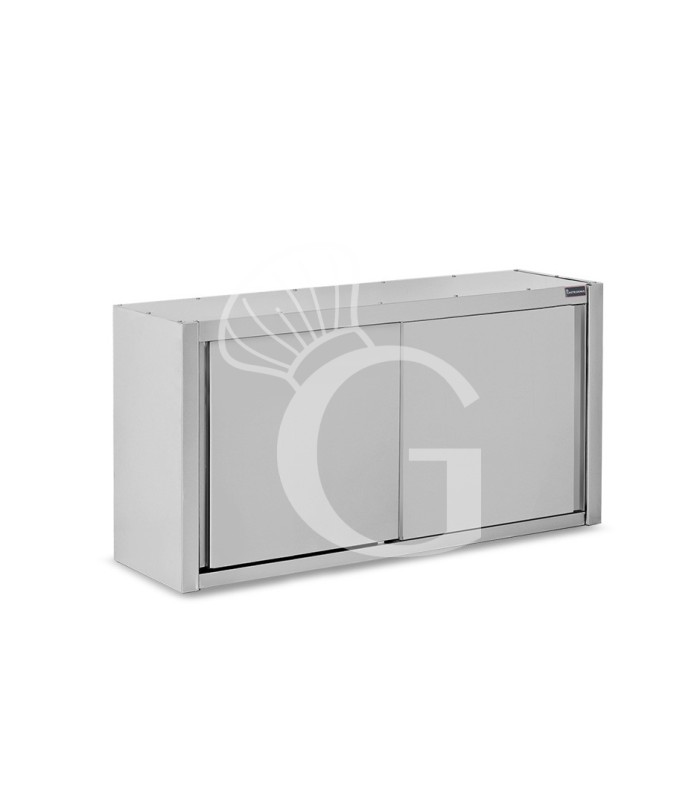 Pensile acciaio inox con sgocciolatoio,1 ripiano forato,porte scorrevoli L 1400 x P 400 x H 800 mm