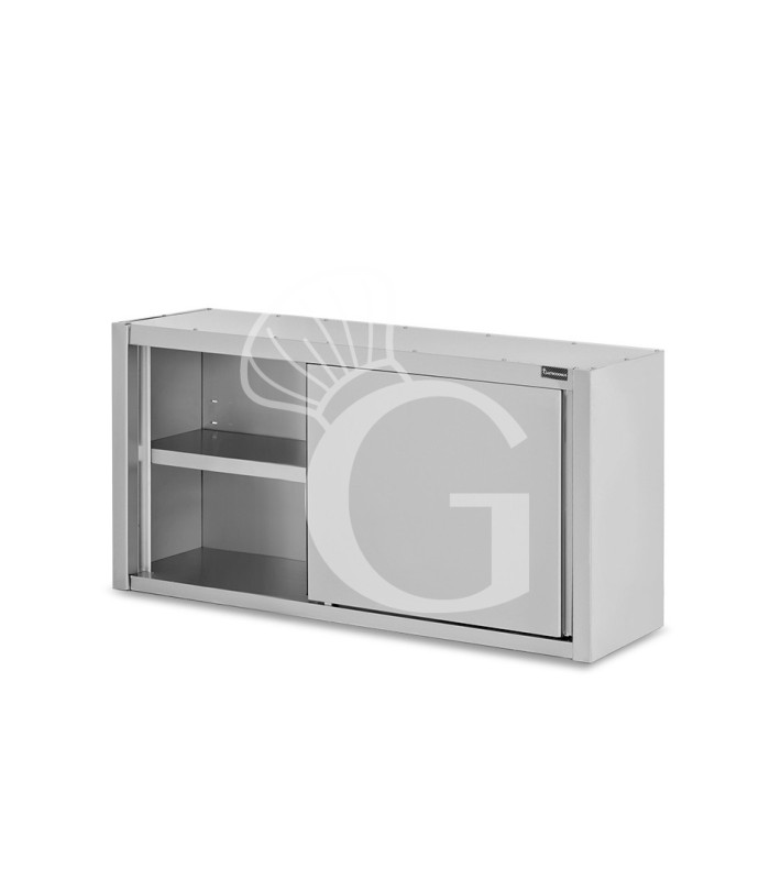 Pensile acciaio inox con sgocciolatoio,1 ripiano forato,porte scorrevoli L 1400 x P 400 x H 800 mm