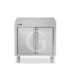 Tavolo inox armadiato con 1 porta battente, L 800 mm x P 600 mm x H 850 mm
