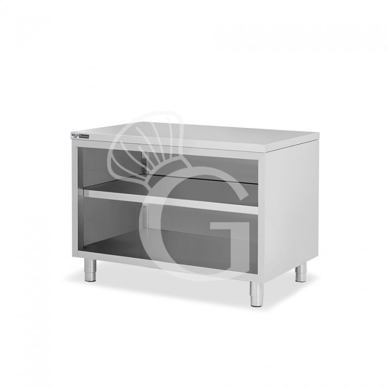 Tavolo a giorno in acciaio inox con 2 ripiani L 1300 mm x P 600 mm x H 865 mm