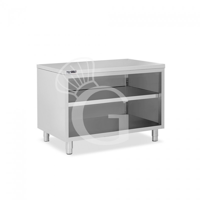 Tavolo a giorno in acciaio inox con 2 ripiani L 1300 mm x P 600 mm x H 865 mm