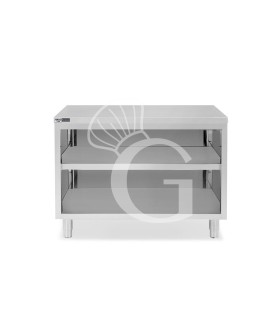 Tavolo a giorno in acciaio inox con 2 ripiani L 1300 mm x P 600 mm x H 865 mm