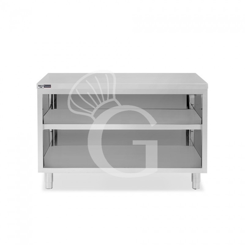Tavolo a giorno in acciaio inox con 2 ripiani L 1500 mm x P 600 mm x H 865 mm Tavolo a giorno in acciaio inox con 2 ripiani L 1500 mm x P 600 mm x H 865 mm