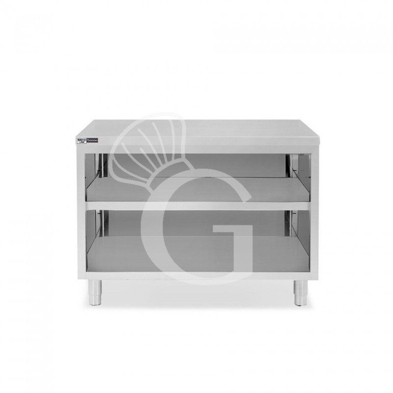 Tavolo a giorno in acciaio inox con 2 ripiani L 1300 mm x P 700 mm x H 865 mm