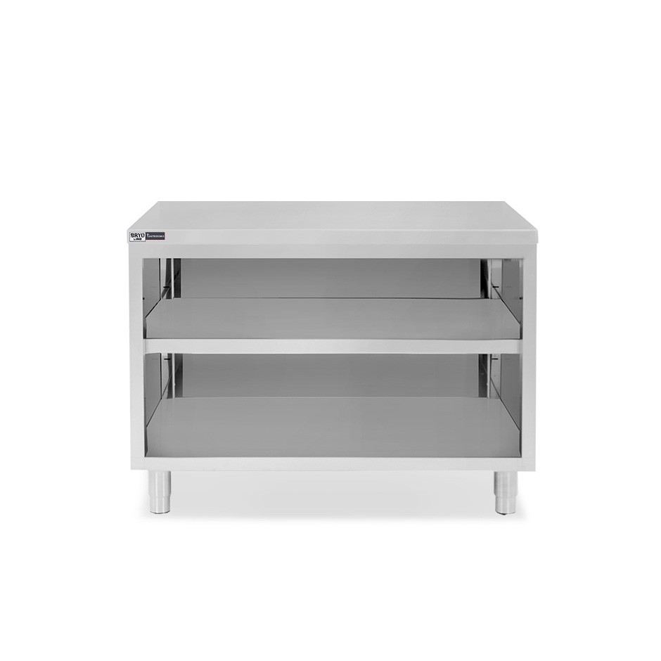 Tavolo a giorno in acciaio inox con 2 ripiani L 1300 mm x P 700 mm x H 865 mm