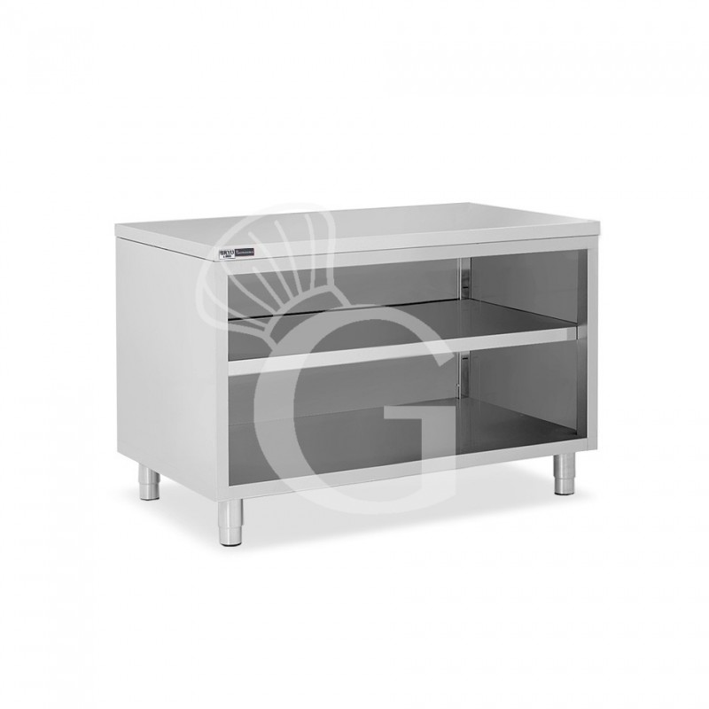 Tavolo a giorno in acciaio inox con 2 ripiani L 1500 mm x P 700 mm x H 865 mm