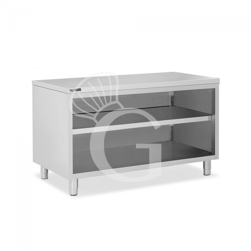 Tavolo a giorno in acciaio inox con 2 ripiani L 1800 mm x P 600 mm x H 865 mm