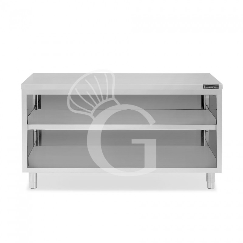Tavolo a giorno in acciaio inox con 2 ripiani L 2000 mm x P 600 mm x H 850 mm
