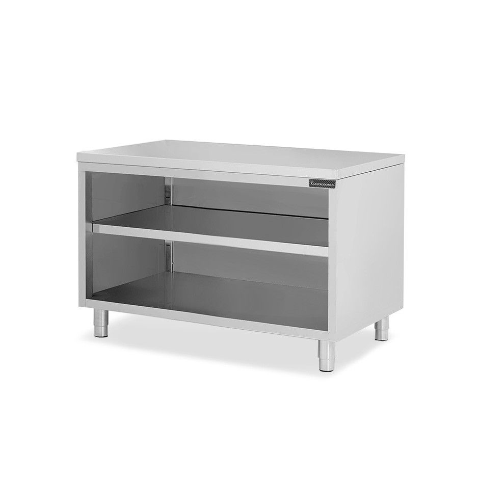 Tavolo a giorno in acciaio inox con 2 ripiani L 1600 mm x P 700 mm x H 850 mm
