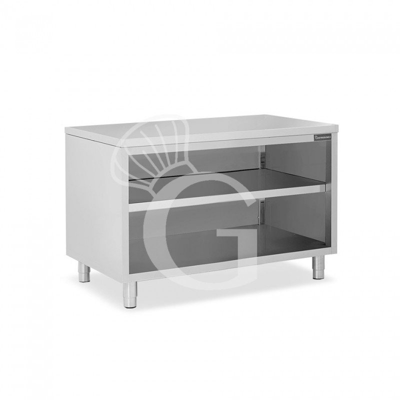 Tavolo a giorno in acciaio inox con 2 ripiani L 1600 mm x P 700 mm x H 850 mm