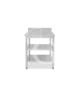 Tavolo inox 2 ripiani alzatina L 500 mm x P 800 mm x H 965 mm