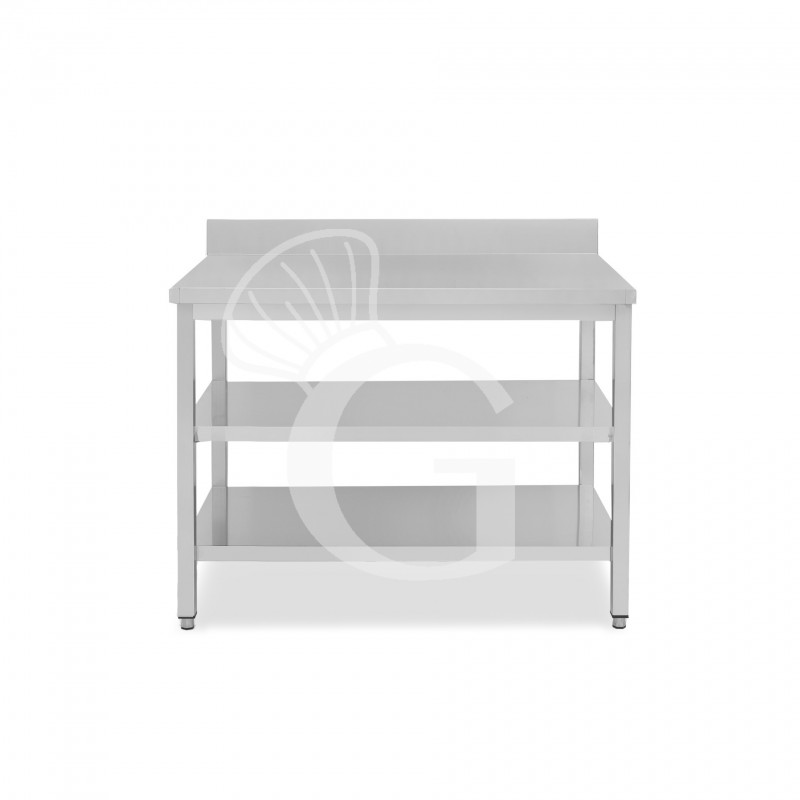 Tavolo inox 2 ripiani alzatina L 1100 mm x P 600 mm x H 950 mm