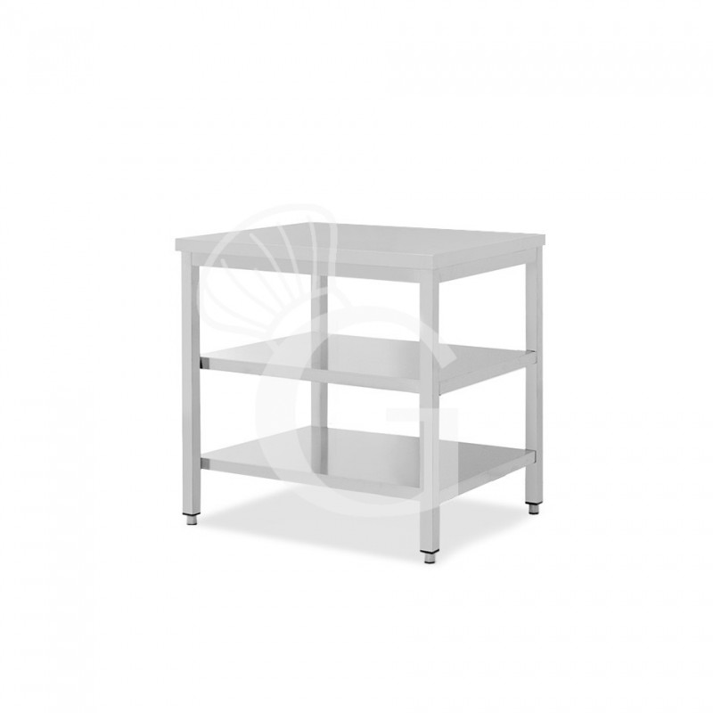 Tavolo inox 2 ripiani L 900 mm x P 800 mm x H 865 mm