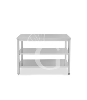 Tavolo inox 2 ripiani L 1300 mm x P 700 mm x H 850 mm