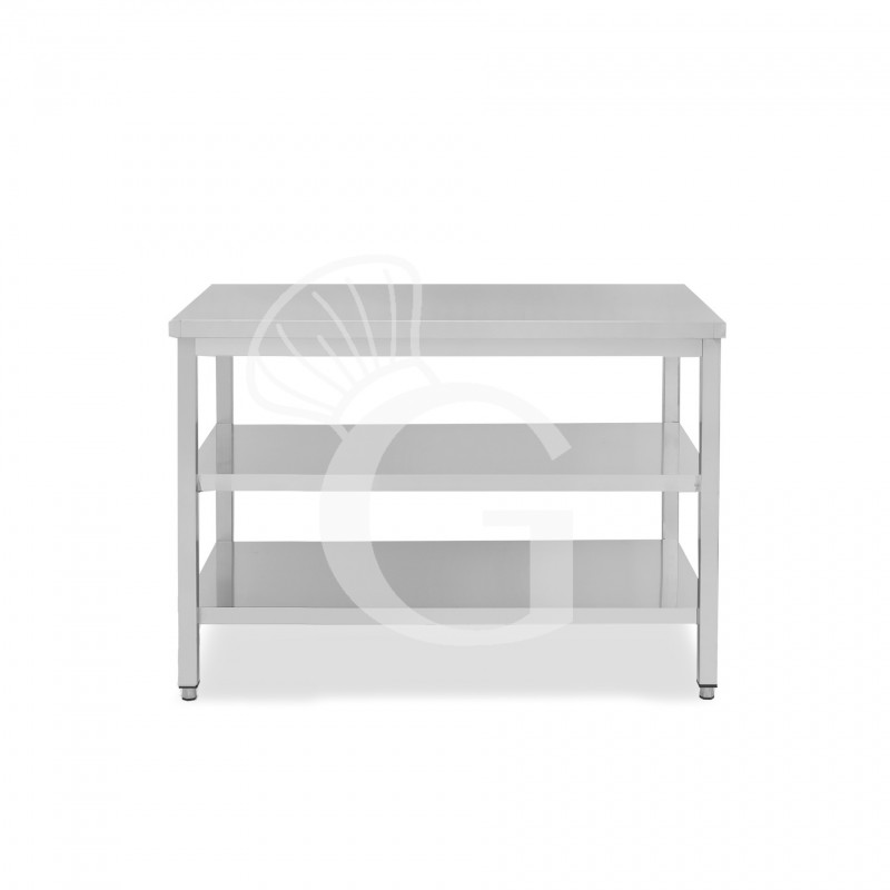 Tavolo inox 2 ripiani L 1300 mm x P 700 mm x H 850 mm