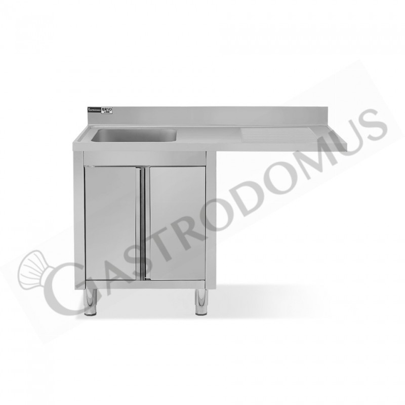 Lavello armadiato vano lavastoviglie,1 vasca,gocciolatoio destra,L1500xP600xH965mm - con foro rubinetto Ø 32 mm Lavello armadiato vano lavastoviglie,1 vasca,gocciolatoio destra,L1500xP600xH965mm - con foro rubinetto Ø 32 mm