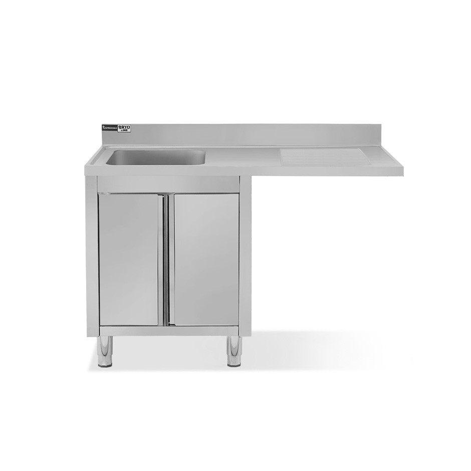 Lavello armadiato vano lavastoviglie,1 vasca,gocciolatoio destra,L1500xP600xH965mm - con foro rubinetto Ø 32 mm