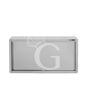 Pensile acciaio inox con porte scorrevoli, 2 ripiani, L 1600 x P 400 x H 1000 mm