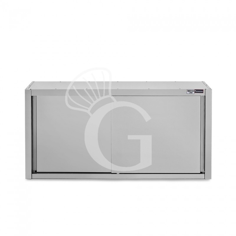 Pensile acciaio inox con porte scorrevoli, 2 ripiani, L 1600 x P 400 x H 1000 mm