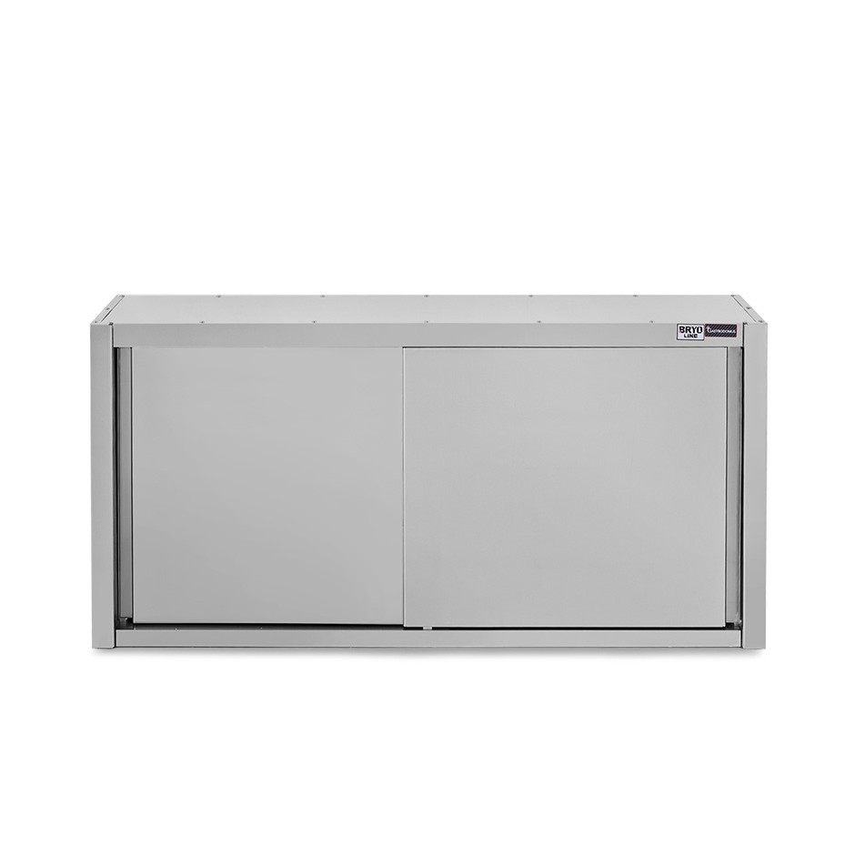 Pensile acciaio inox con porte scorrevoli, 2 ripiani, L 1600 x P 400 x H 1000 mm