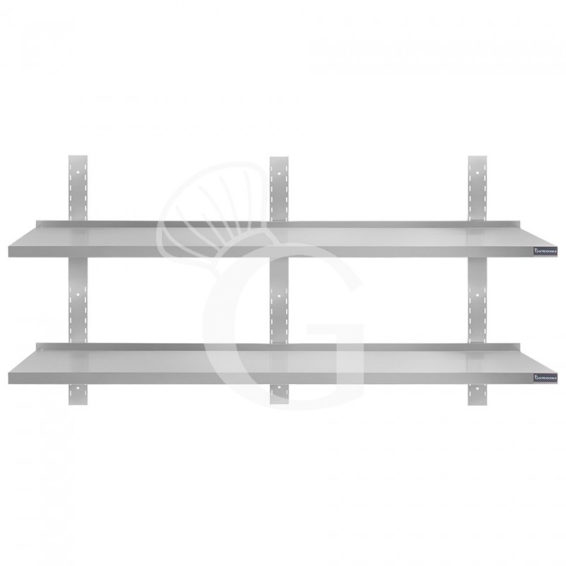 Mensola in acciaio inox doppia, L 1900 mm x P 300 mm x H 700 mm