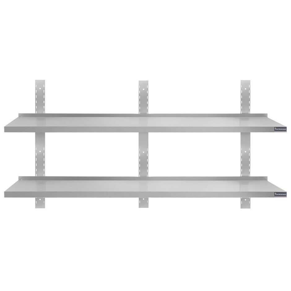 Mensola in acciaio inox doppia, L 1900 mm x P 300 mm x H 700 mm