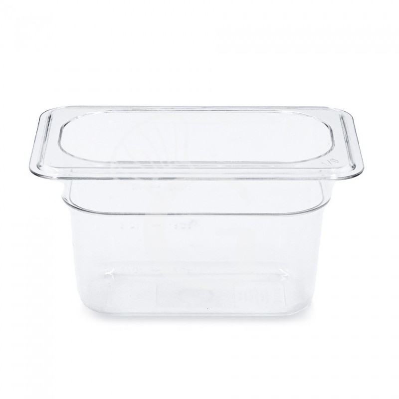 Bacinella in Policarbonato GN 1/9 - 176 mm x 108 mm x H 100 mm - capacità 1 litro Bacinella in Policarbonato GN 1/9 - 176 mm x 108 mm x H 100 mm - capacità 1 litro